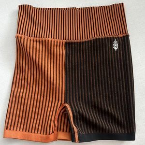 Free People Movement Women’s Black Orange Black High Rise Biker Shorts  XS 0